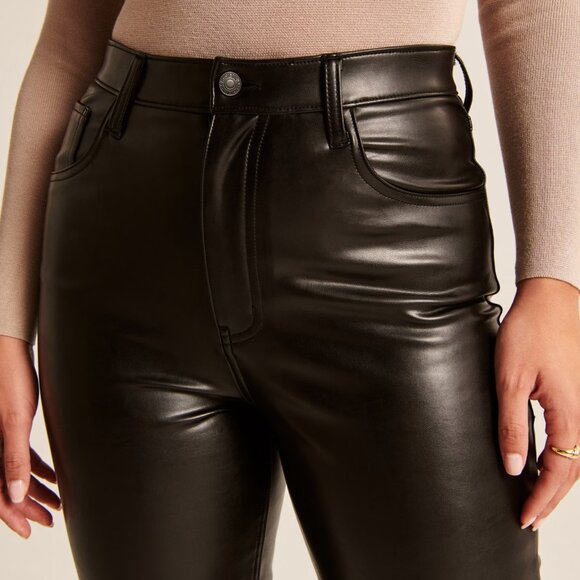 Abercrombie Curve Love Vegan Leather 90s Straight Pant Size 27 - Picture 5 of 5